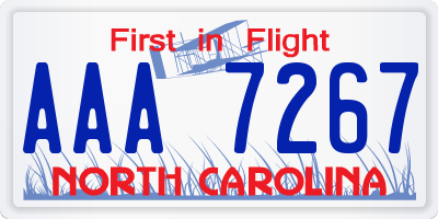 NC license plate AAA7267