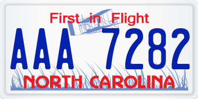 NC license plate AAA7282