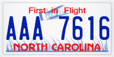 NC license plate AAA7616