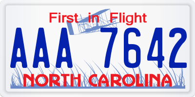NC license plate AAA7642