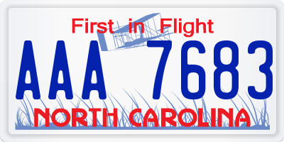 NC license plate AAA7683