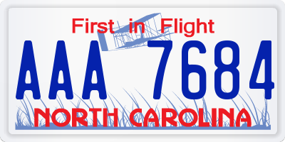 NC license plate AAA7684