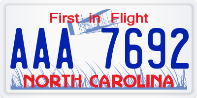 NC license plate AAA7692