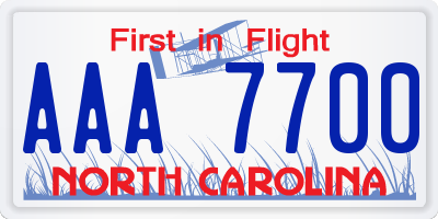 NC license plate AAA7700