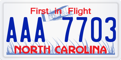 NC license plate AAA7703