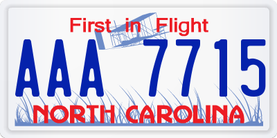 NC license plate AAA7715