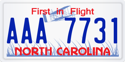 NC license plate AAA7731