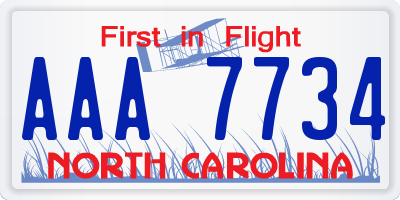 NC license plate AAA7734