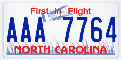 NC license plate AAA7764