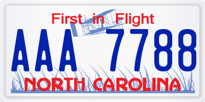 NC license plate AAA7788