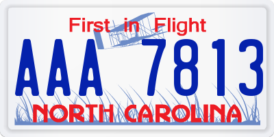 NC license plate AAA7813