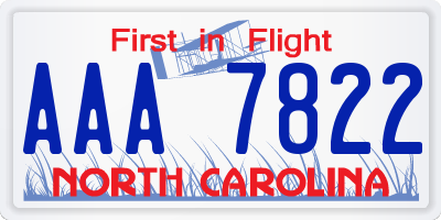 NC license plate AAA7822