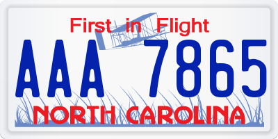 NC license plate AAA7865