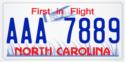 NC license plate AAA7889