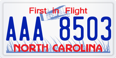 NC license plate AAA8503