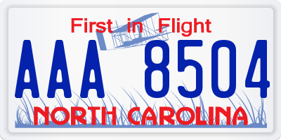 NC license plate AAA8504