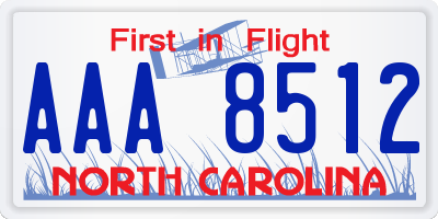 NC license plate AAA8512