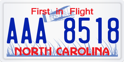 NC license plate AAA8518