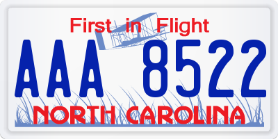 NC license plate AAA8522