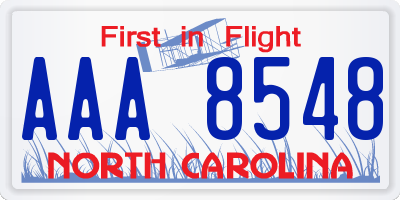 NC license plate AAA8548