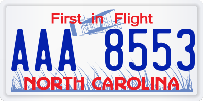 NC license plate AAA8553