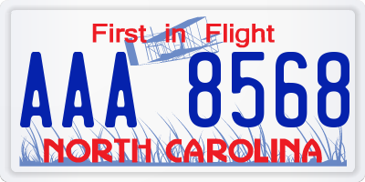 NC license plate AAA8568