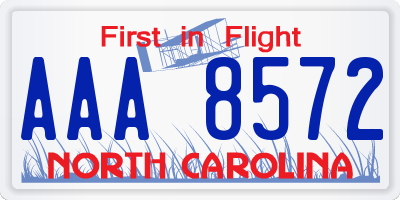 NC license plate AAA8572