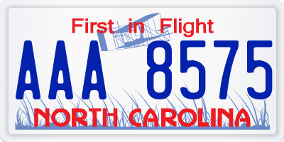NC license plate AAA8575