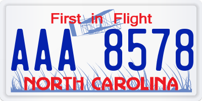 NC license plate AAA8578