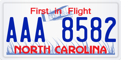NC license plate AAA8582