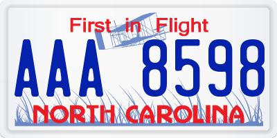 NC license plate AAA8598