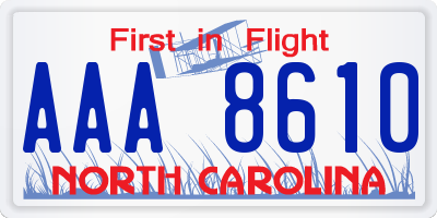 NC license plate AAA8610