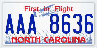 NC license plate AAA8636
