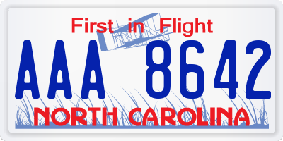 NC license plate AAA8642