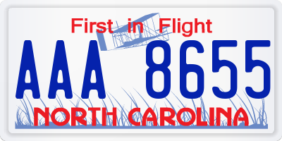 NC license plate AAA8655