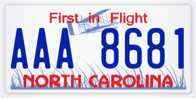 NC license plate AAA8681