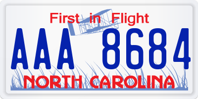 NC license plate AAA8684