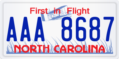 NC license plate AAA8687