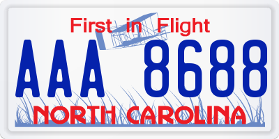 NC license plate AAA8688