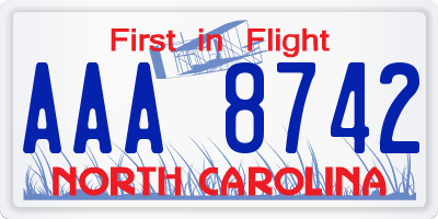 NC license plate AAA8742