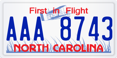NC license plate AAA8743