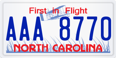 NC license plate AAA8770
