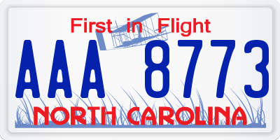 NC license plate AAA8773