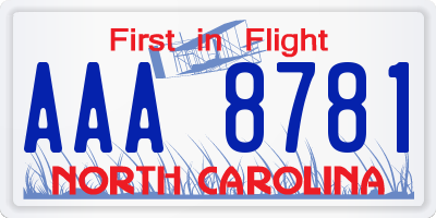 NC license plate AAA8781