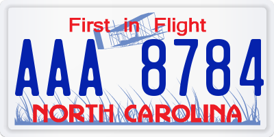 NC license plate AAA8784