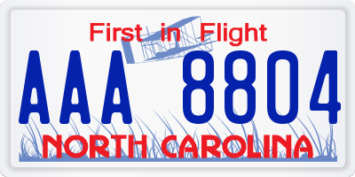 NC license plate AAA8804