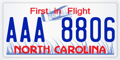 NC license plate AAA8806