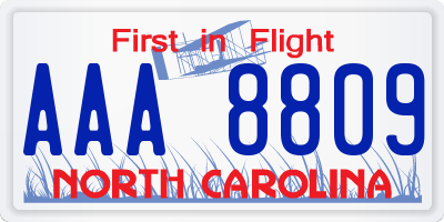 NC license plate AAA8809