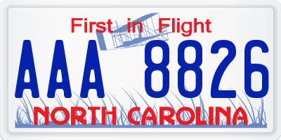 NC license plate AAA8826