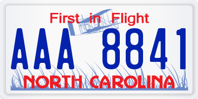 NC license plate AAA8841